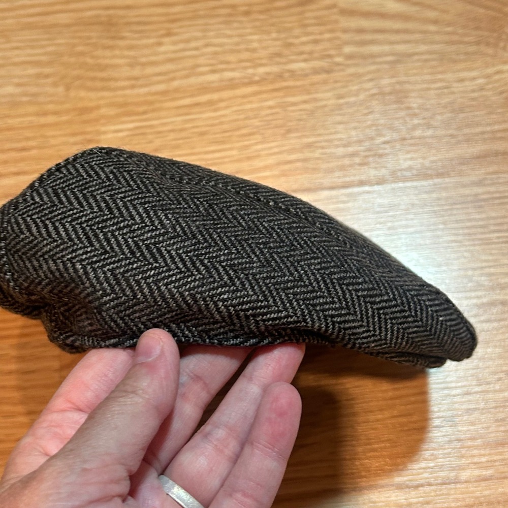 Herringbone Flat Cap Grey Charcoal Newsboy Ivy Driving‎ Hat Elastic Back